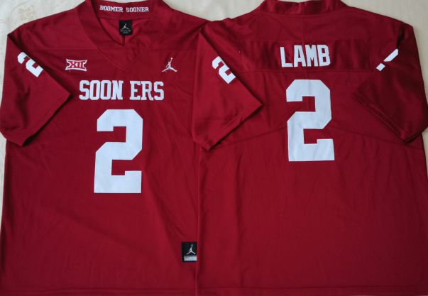 Men Oklahoma Sooners #2 Lamb Red 2025 NCAA Jersey->ncaa teams->NCAA Jersey